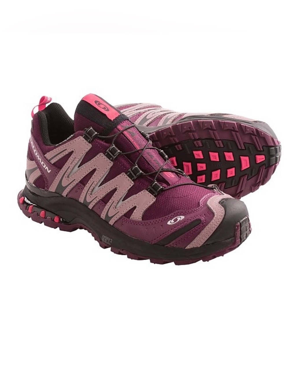 Salomon Women's Trail Running Shoes Size 40 Burgundy Wine and Tan
